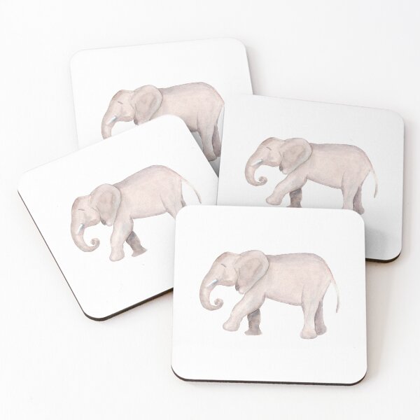 Item preview, Watercolor hand drawn sketch illustrations of African elephant isolated on white designed and sold by FuzzyLogicKate.