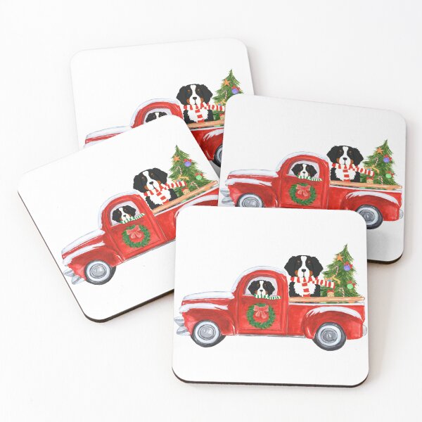 Item preview, Christmas Bernese Mountain Dog Red Truck designed and sold by emrdesigns.