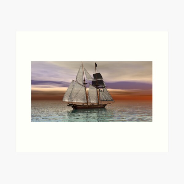 Item preview, Schooner on a Texas Coast Sunset designed and sold by Sazzart.