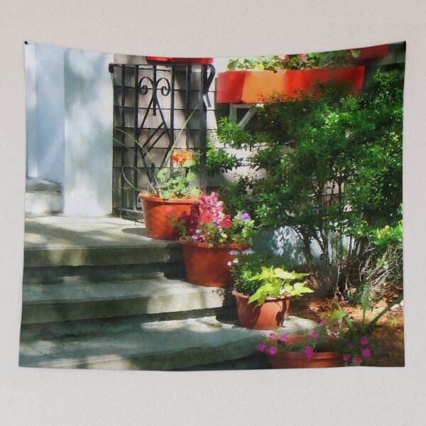 Item preview, Bristol RI - Flower Pots and Red Shutters designed and sold by Susan Savad.
