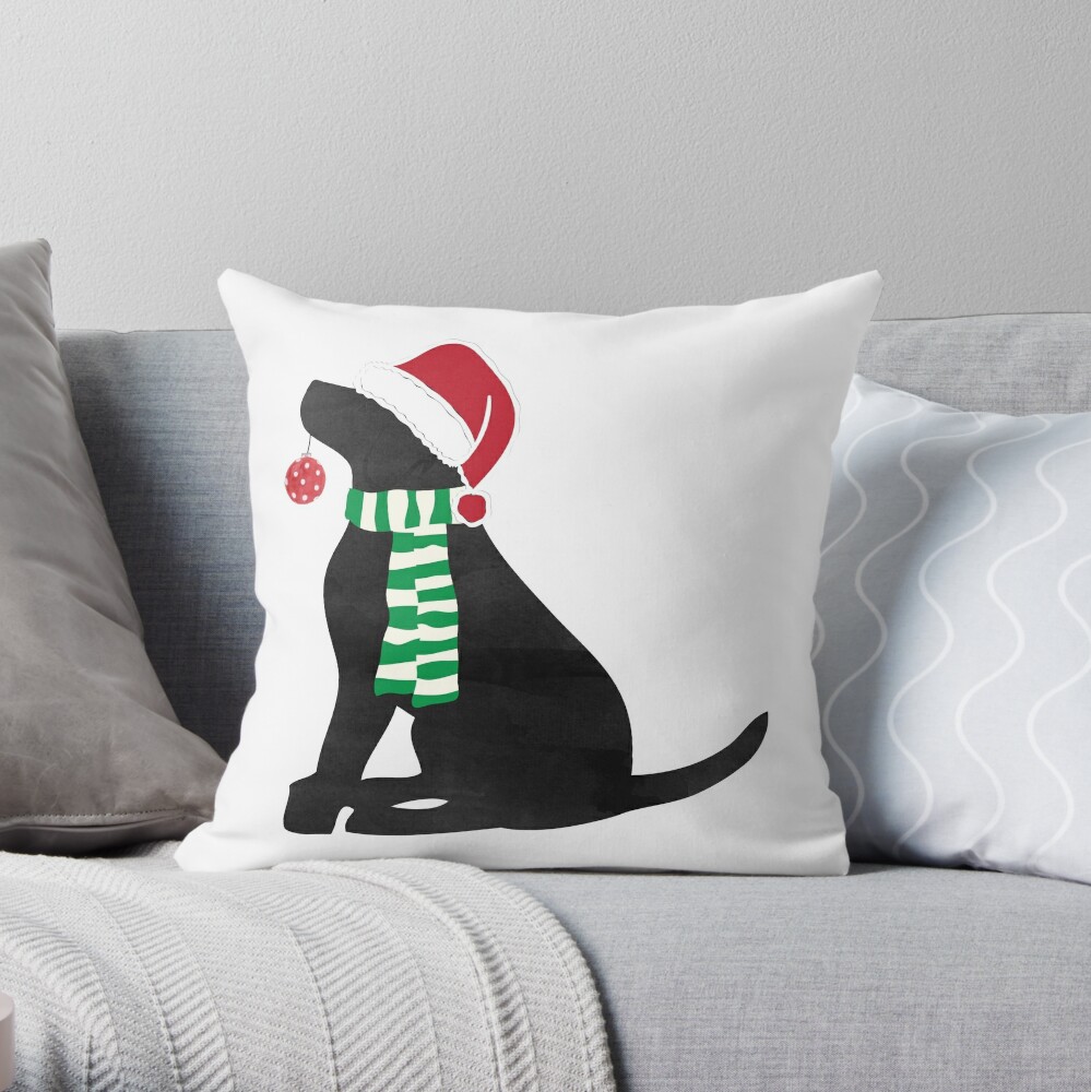 black lab holiday pillow