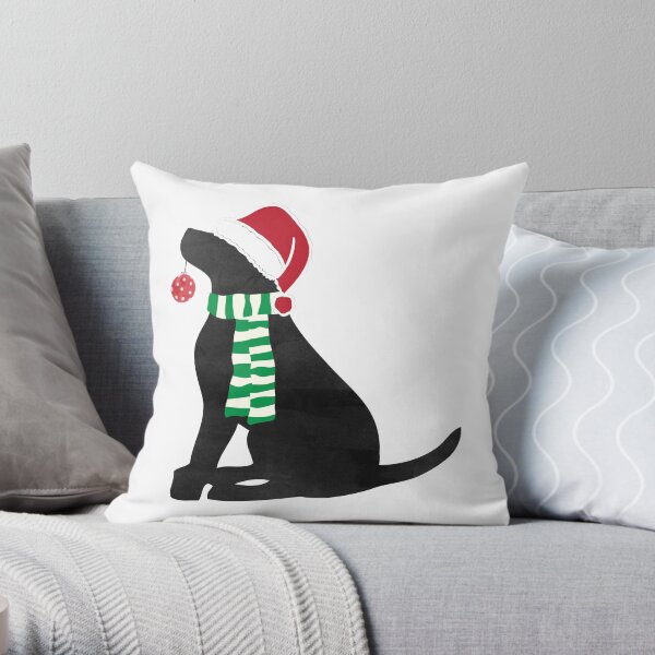 Chien de vacances Black Lab de Noël Coussin