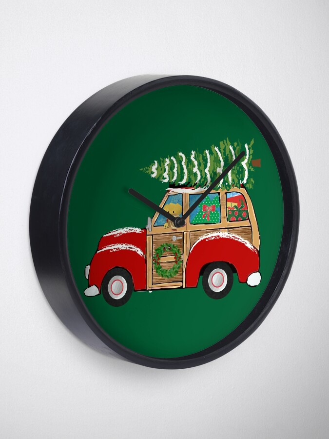 Disover Christmas Woody Wagon- Bringing Home the Xmas Tree Clock