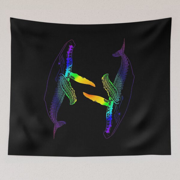 Item preview, CIRCLING WHALES DOUBLE RAINBOW designed and sold by karmadesigner.
