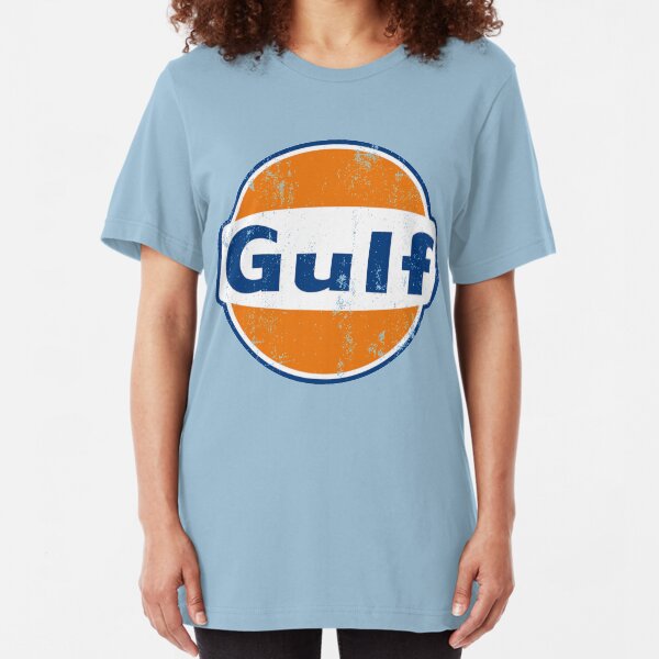 Gulf Retro Classic Logo distressed oldschool Slim Fit T-Shirt