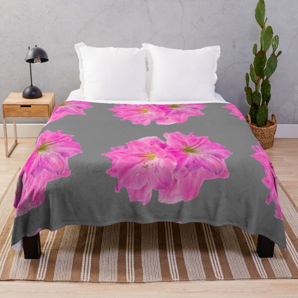 Item preview,   PINK TROPICAL AMARYLLIS GARDEN FLORAL ON GREY  designed and sold by sharlesart.