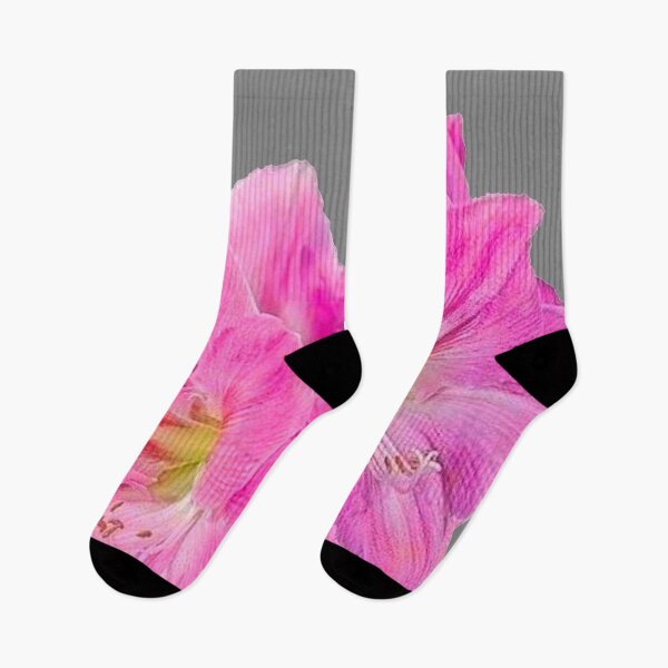 Item preview,   PINK TROPICAL AMARYLLIS GARDEN FLORAL ON GREY  designed and sold by sharlesart.