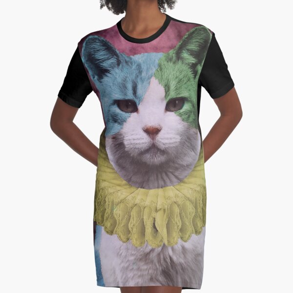 Harlequin Kitty as the Fool Card Graphic T-Shirt Dress