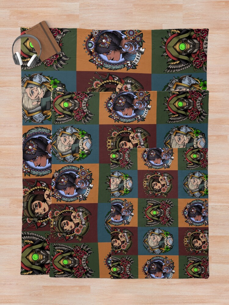 Alternate view of 1920’s Tattoo Style Borderlands 3 Squad Throw Blanket