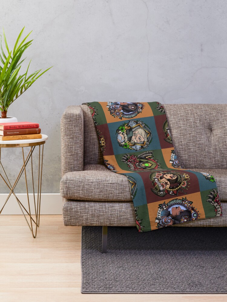 Alternate view of 1920’s Tattoo Style Borderlands 3 Squad Throw Blanket