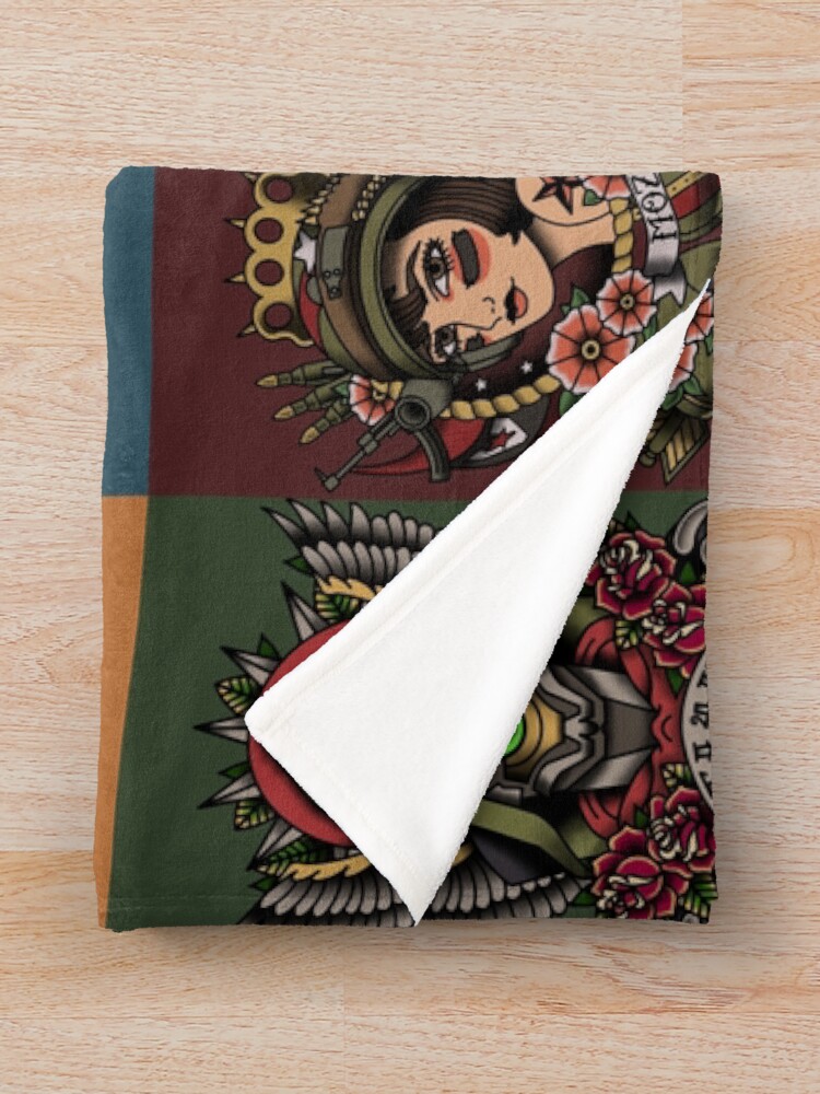 Alternate view of 1920’s Tattoo Style Borderlands 3 Squad Throw Blanket