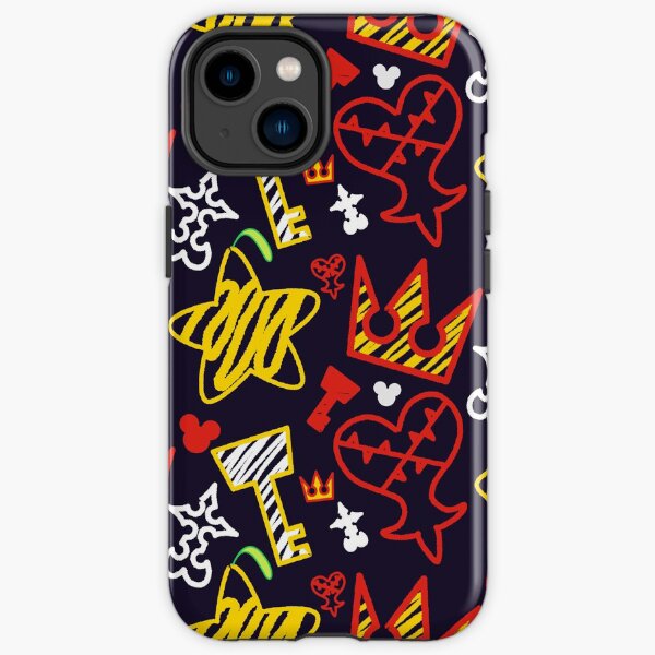 Kingdom Hearts crayon style pattern - bright iPhone Tough Case