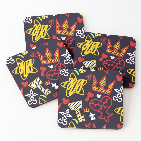 Kingdom Hearts crayon style pattern - bright Coasters (Set of 4)