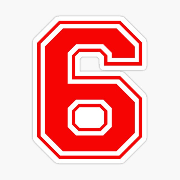 "Varsity Team Sports Uniform Number #6 - Red" Sticker for Sale by
