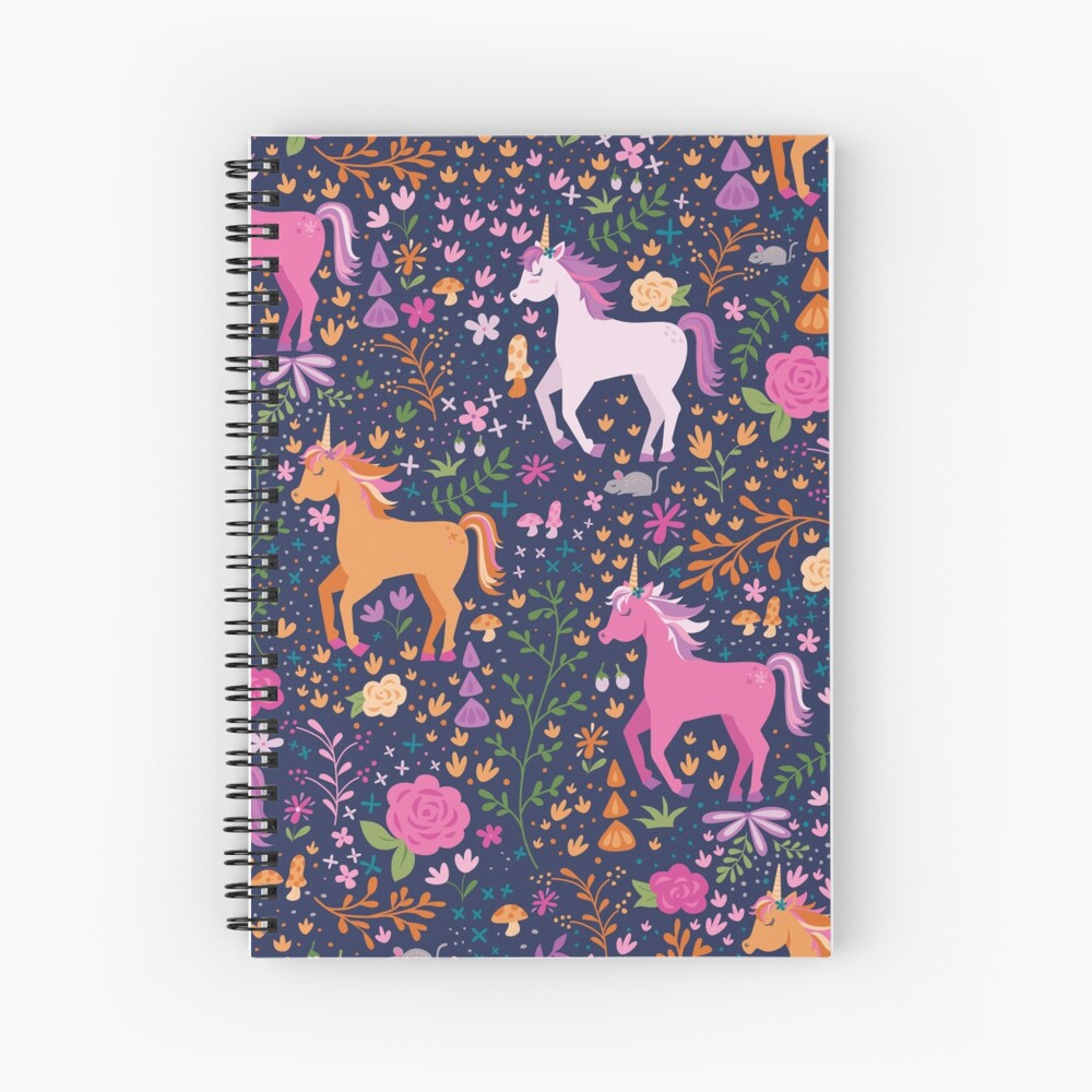 Unicorns in the Flower Garden Spiral Notebook