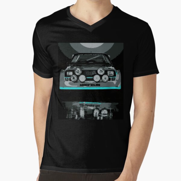 Audi Quattro S1 - GROUP B - RALLY - RACE CAR V-Neck T-Shirt
