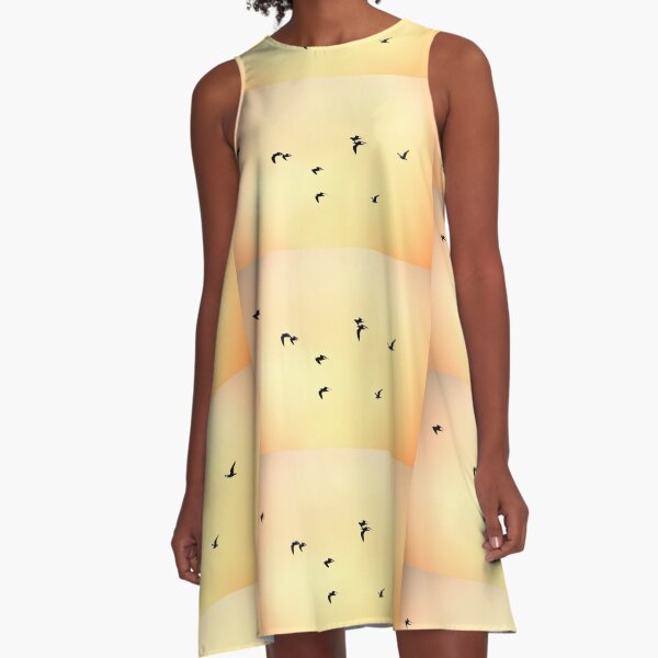 Seagulls on the Fire Sunrise A-Line Dress