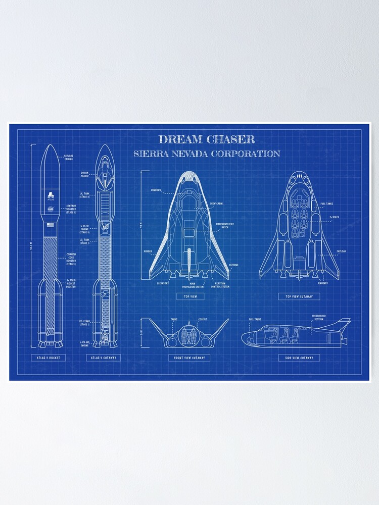 Alternate view of Dream Chaser Space System - Blueprint Poster