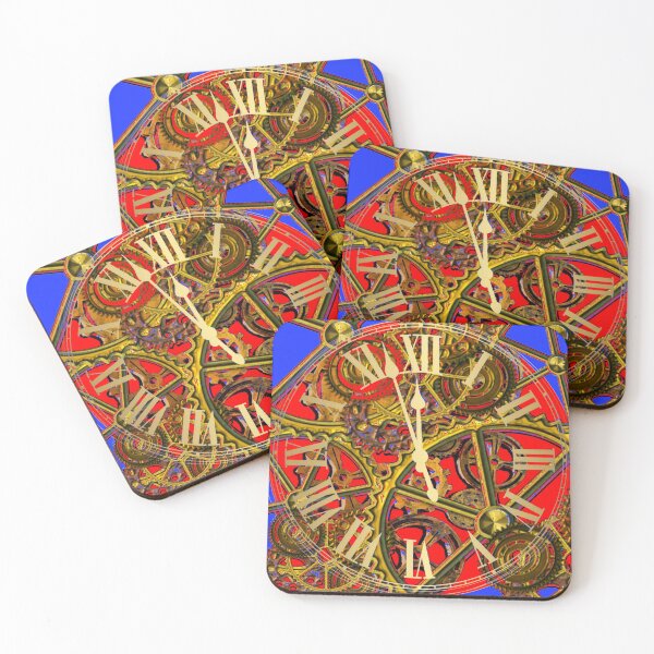 Item preview, MODERN  BLUE-RED STEAMPUNK GOLDEN CLOCK WORKS ART DESIGN designed and sold by sharlesart.