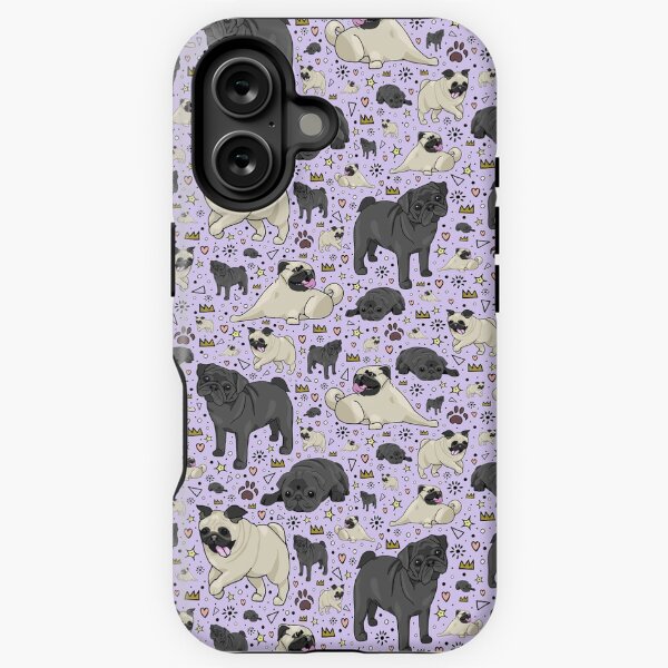 Vista previa del artículo con la obra «Pugs en morado», diseñado y vendido por Nemki.
