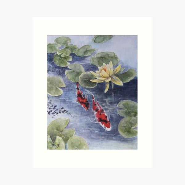 Item preview, Zen Water Garden Lotus | Red Koi Pond  designed and sold by Koiartsandus.