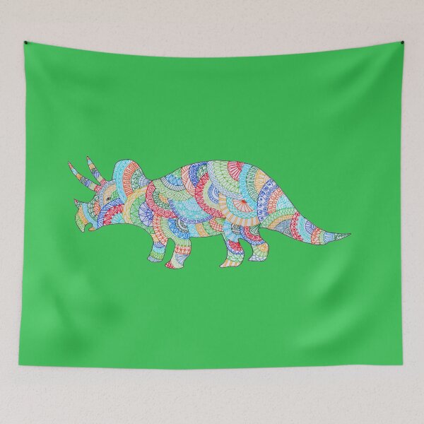 Item preview, Bright Pattern Triceratops doodle  designed and sold by SilverBirch14.