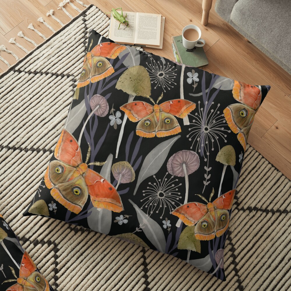 Midnight Moth Floor Pillow