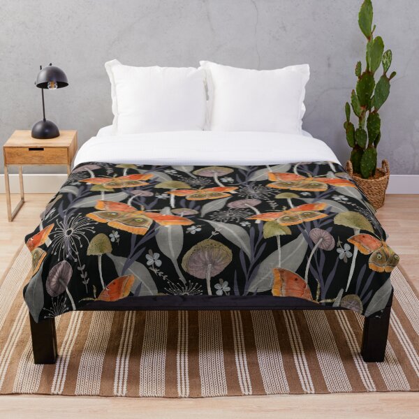 Midnight Moth Throw Blanket