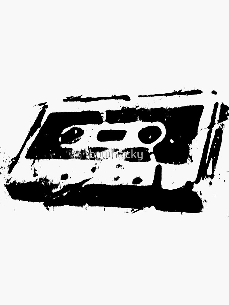 Thumbnail 3 of 3, Sticker, Cassette b&w designed and sold by bywhacky.