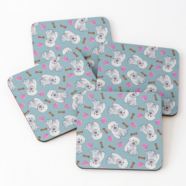 Item preview, Cute Bichon Frise Pattern on Blue designed and sold by RobertPhelpsArt.