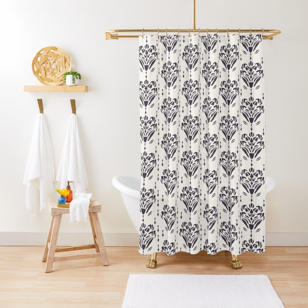 "Art Nouveau flower motif Jugendstil style. " Shower Curtain for Sale