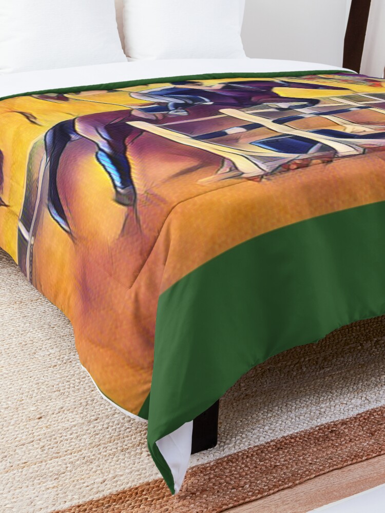 Alternate view of Colorful Equestrian Horse Jumping Comforter