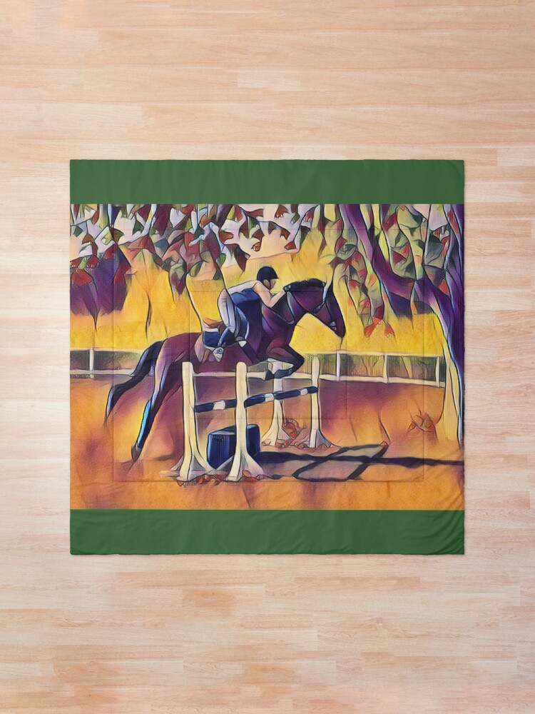 Alternate view of Colorful Equestrian Horse Jumping Comforter