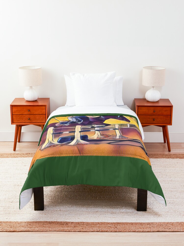 Alternate view of Colorful Equestrian Horse Jumping Comforter