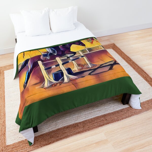 Colorful Equestrian Horse Jumping Comforter