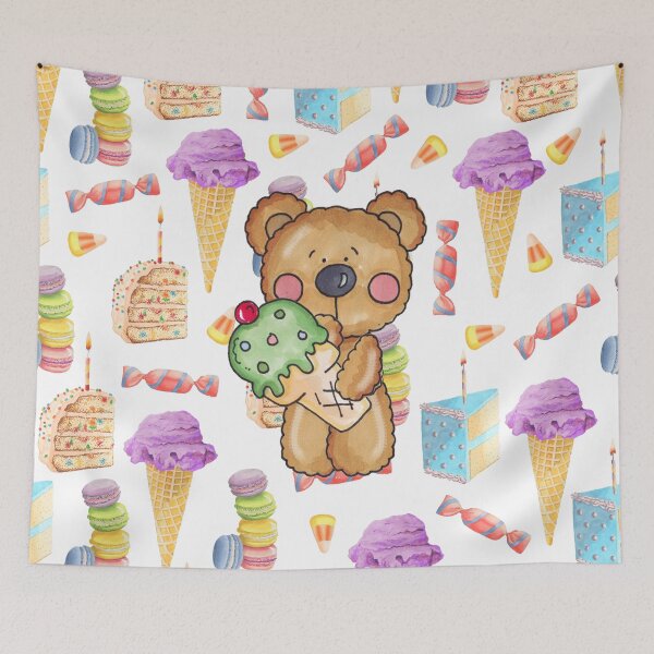 Item preview, Birthday Boy Bear Cake and Ice Cream Yummy designed and sold by purplesensation.