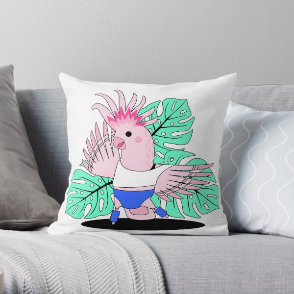 80's Aerobic Exercising Cockatoo Throw Pillow