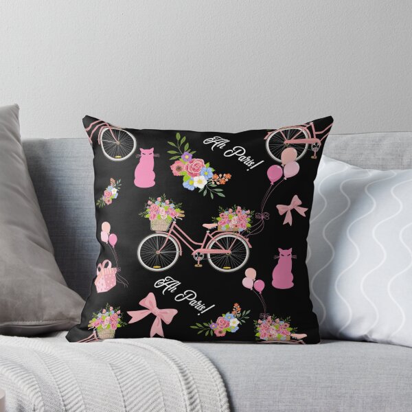 Item preview, Black Paris, Pink Cats and Bicycles designed and sold by GraphicAllusion.