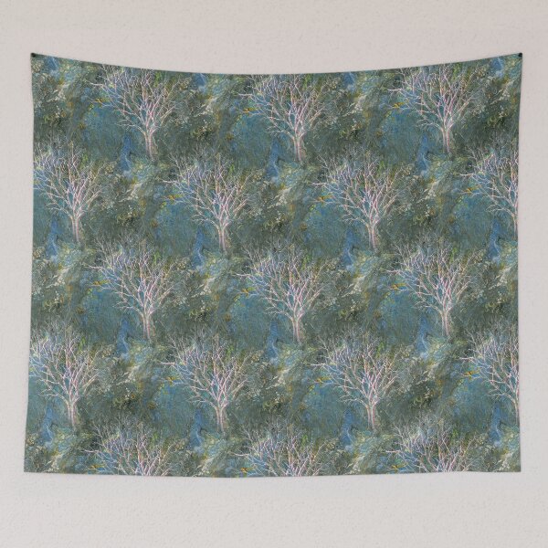 Item preview, Blue Fluid Painting with Bare Trees designed and sold by 13Moons.
