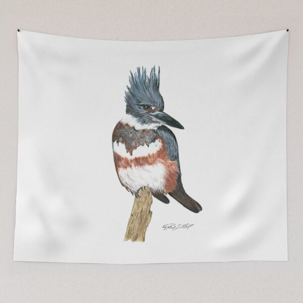 Item preview, Hand Drawn Belted Kingfisher Bird - by Robert Littrell designed and sold by littrellart.