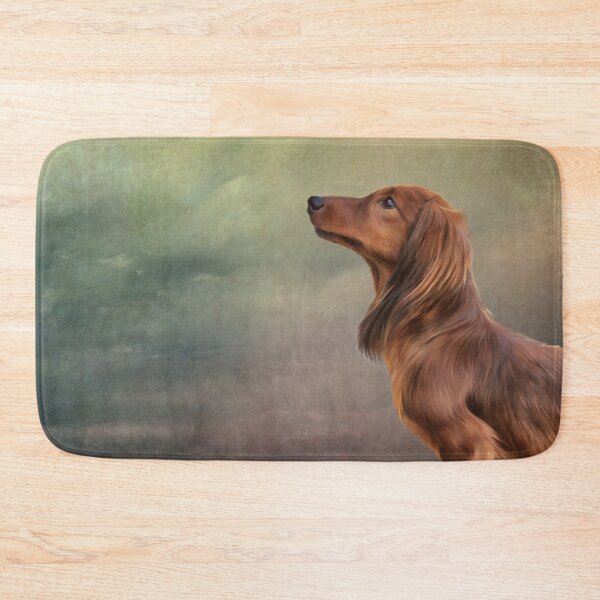 Item preview, Dog breed long haired dachshund portrait oil painting designed and sold by bonidog.