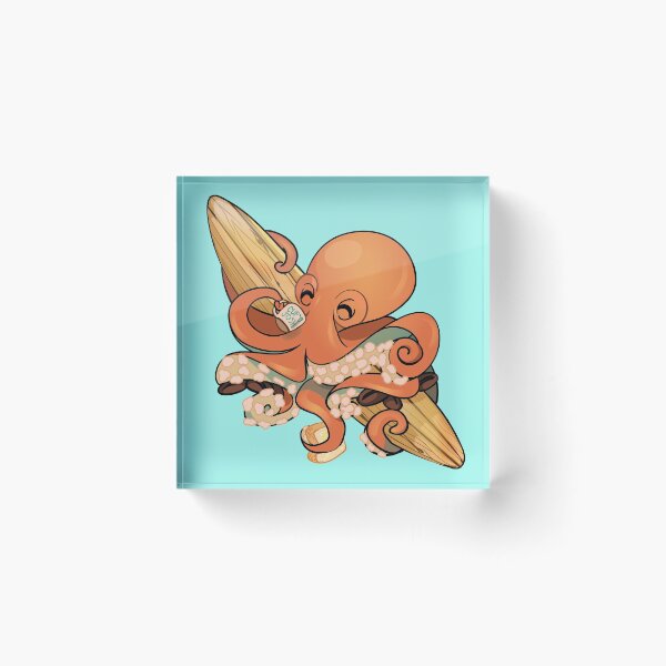 Item preview, Coffee Drinking Surfing Odd Octopus designed and sold by TwinkleStarCC.