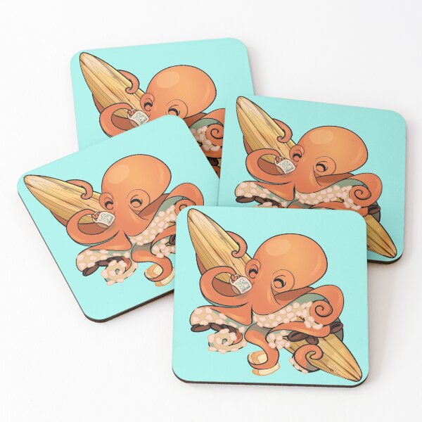 Item preview, Coffee Drinking Surfing Odd Octopus designed and sold by TwinkleStarCC.