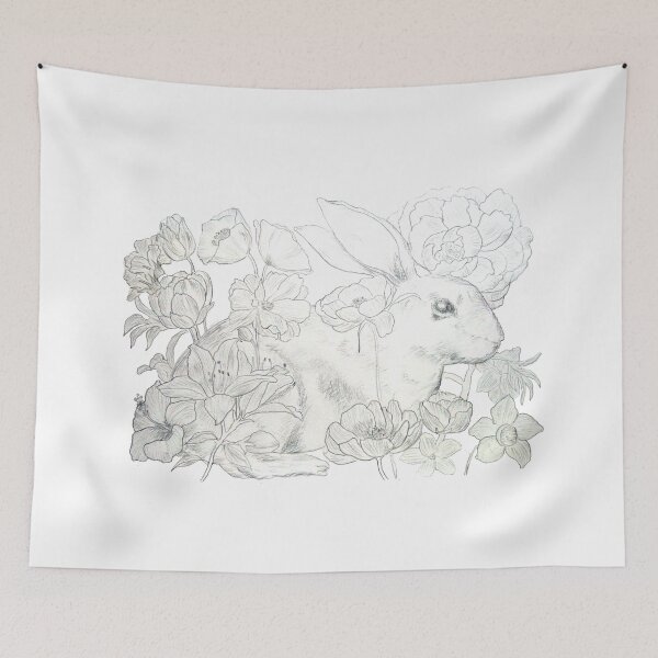 Item preview, rabbit flower and moon designed and sold by SelenePaintings .