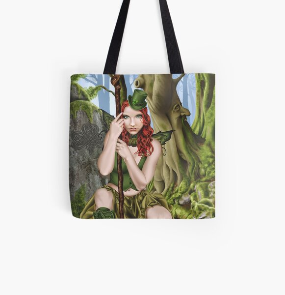 Irish Green Fairy Leprechaun All Over Print Tote Bag