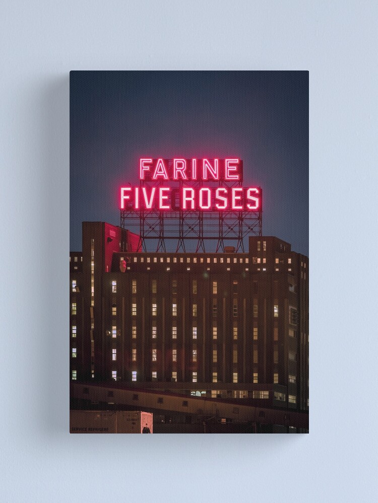 Thumbnail 1 of 3, Canvas Print, Farine Five Roses Night Montreal designed and sold by TokyoLuv.
