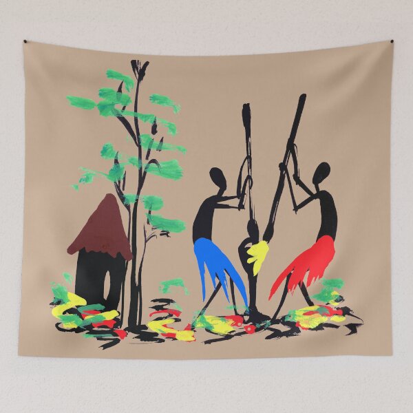 Item preview, Two African natives preparing village food. designed and sold by Squirrox.