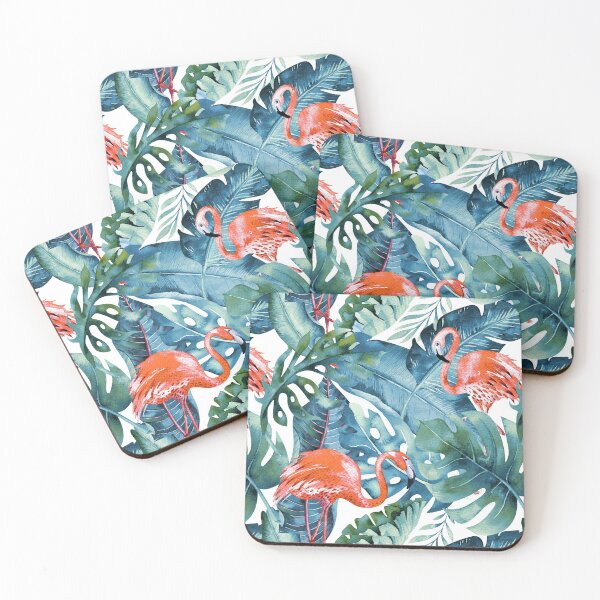 Item preview, Pink Flamingos Dusty Teal Tropical Foliage designed and sold by PixDezines.