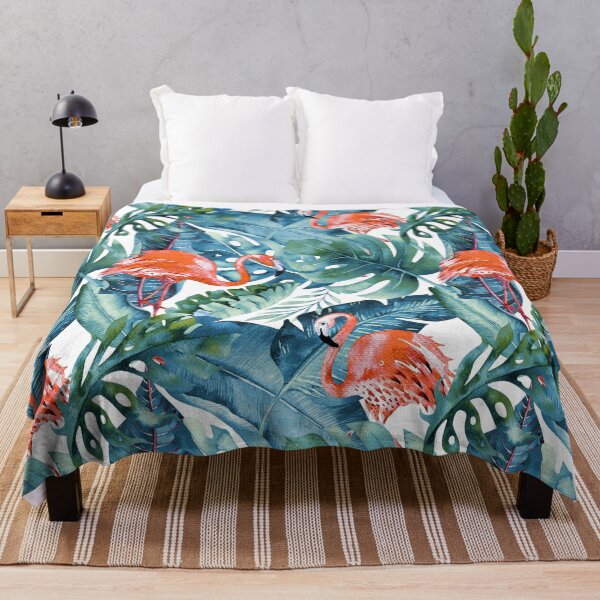 Item preview, Pink Flamingos Dusty Teal Tropical Foliage designed and sold by PixDezines.