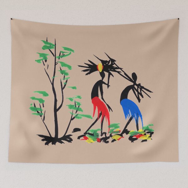 Item preview, Two colorful African hunters carrying firewood designed and sold by Squirrox.